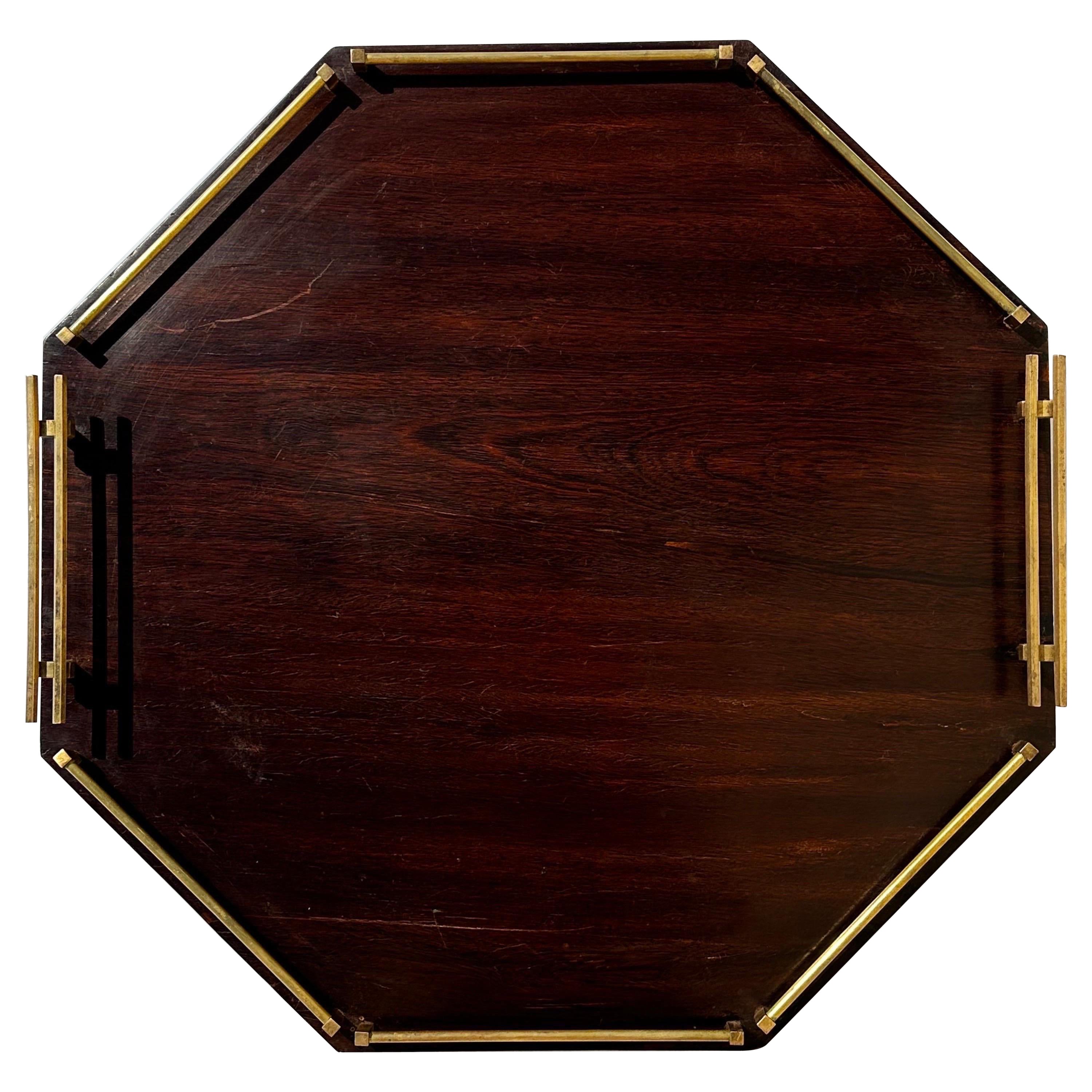 Brazilian Midcentury Jacarandá Rosewood and Brass Serving Tray, 1960s