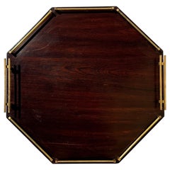 Vintage Brazilian Midcentury Jacarandá Rosewood and Brass Serving Tray, 1960s
