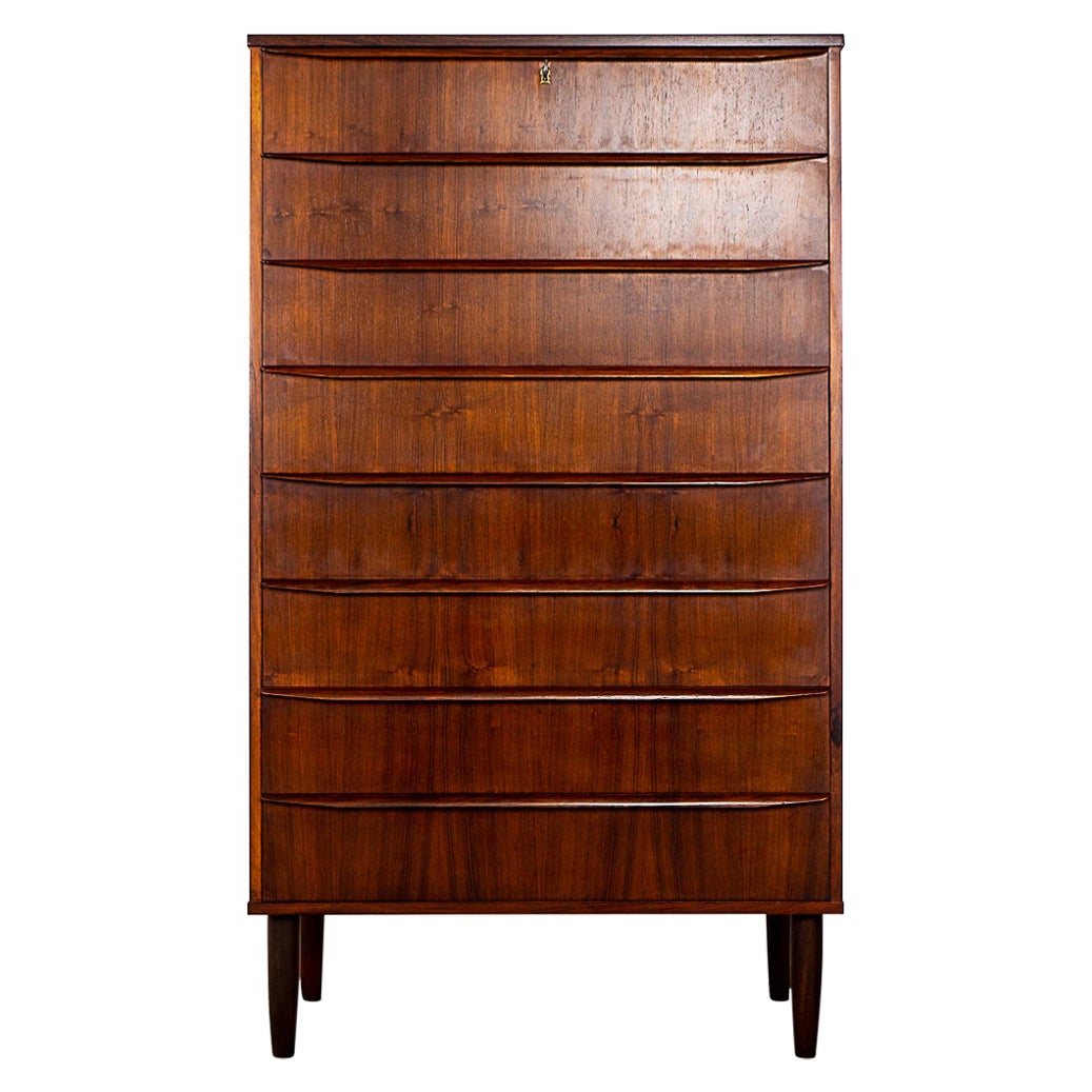 Danish Modern Rosewood Highboy Dresser For Sale