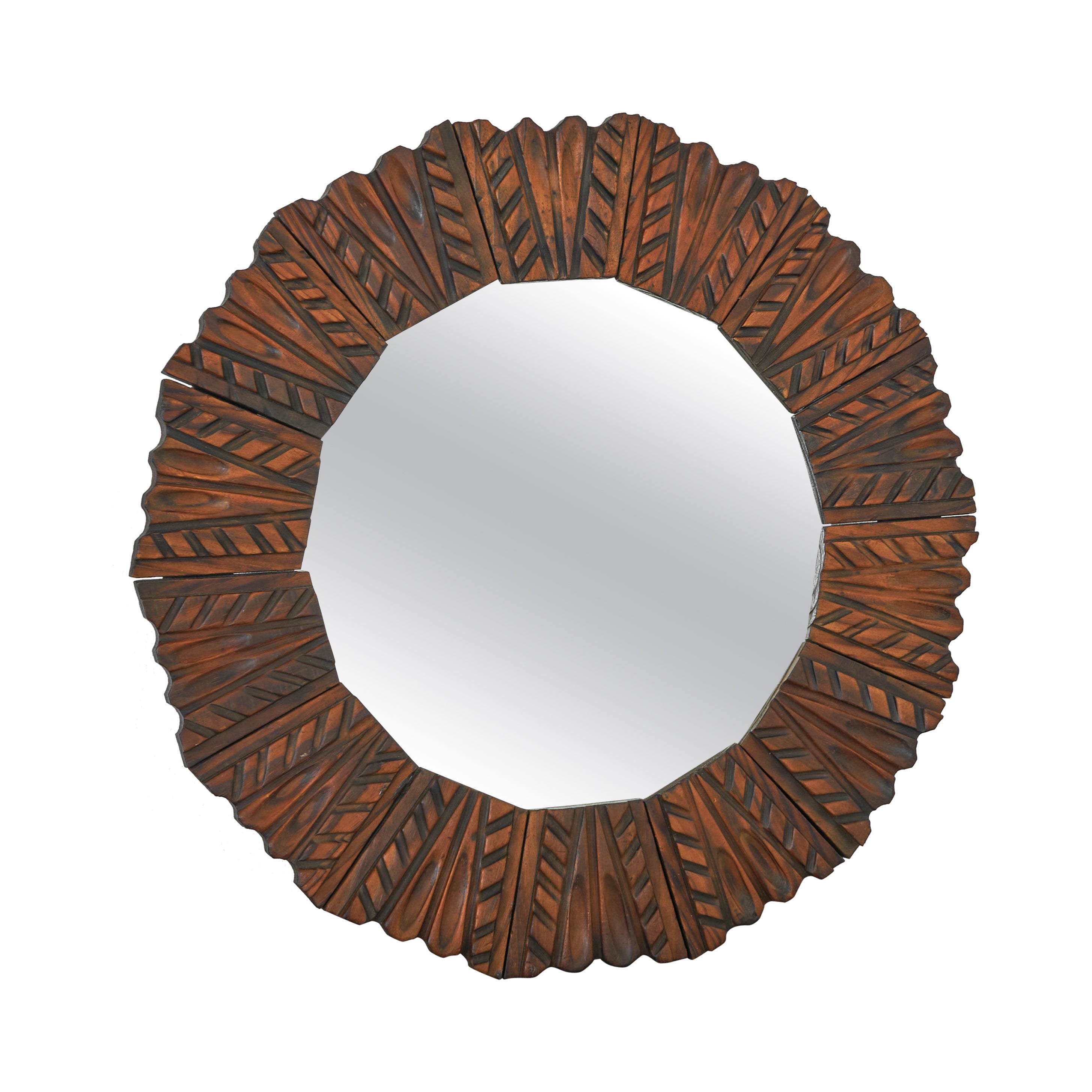 Midcentury Mirror in Carved Wood 1960s For Sale