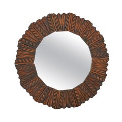 Mid-Century-Spiegel aus geschnitztem Holz 1960er Jahre