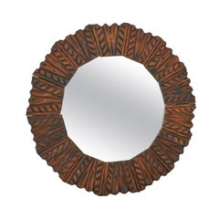 Specchio di metà secolo in Wood intagliato anni '60