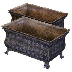 Pair of 19th Century French Polished Iron Planter Boxes Jardinieres