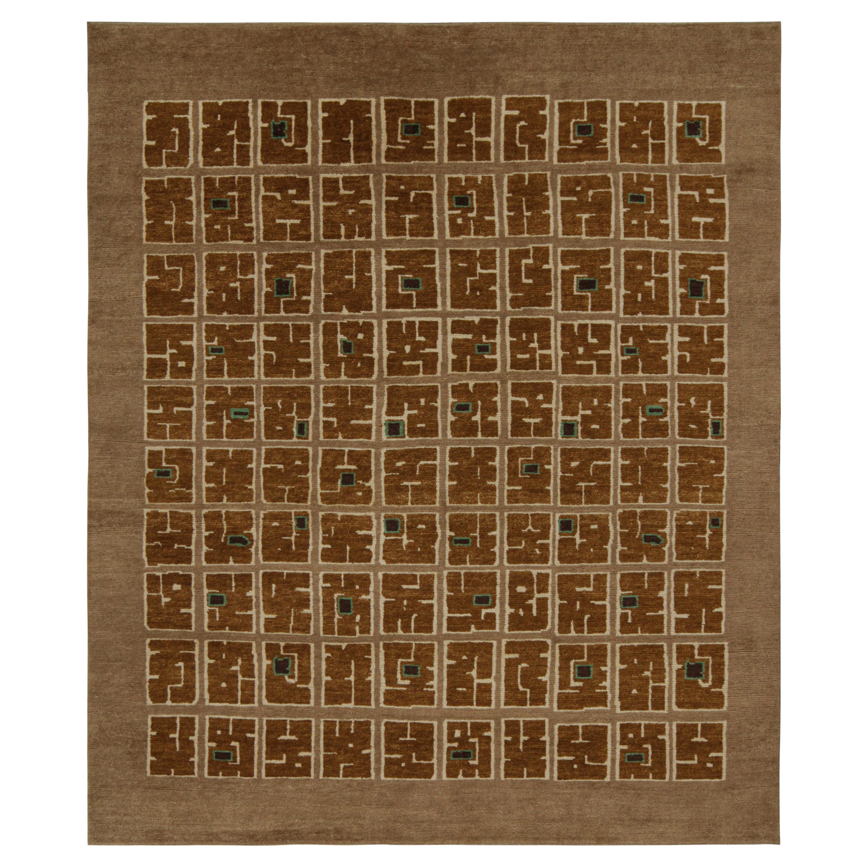 Rug and Kilim’s French Style Art Deco Rug in Tones of Brown with ...