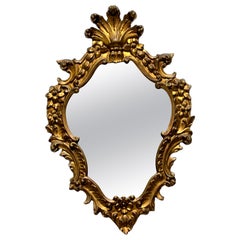 Petite Hollywood Regency Gilded Tole Toleware Vanity Mirror Vintage, Italy 1950s