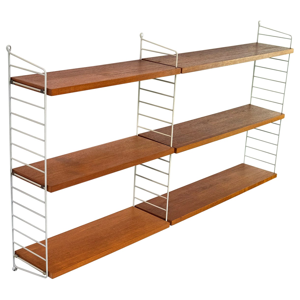 Teak String Wall Shelving System by Nisse Strinning