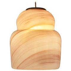 Mid-century Italian shaped Murano Glass Pink, White and Grey swirl Pendant Light