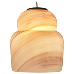 Italienische Murano-Glas-Hängeleuchte in Rosa, Weiß und Grau aus der Mitte des Jahrhunderts