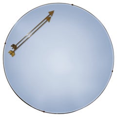 Vintage Italian Blue Mirror With Double Arrow Accents After Fontana Arte