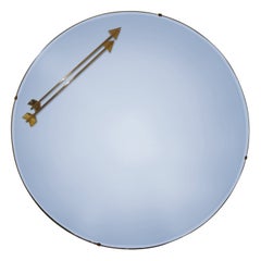 Italian Blue Mirror With Double Arrow Accents After Fontana Arte
