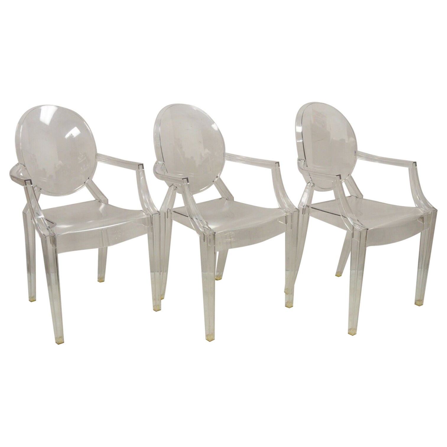 Kartell Designs Louis Ghost Armchair Philippe Starck, Set of 3 For Sale