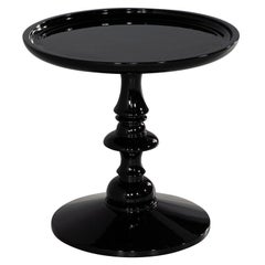 Round Side Table in High Gloss Black Lacquer