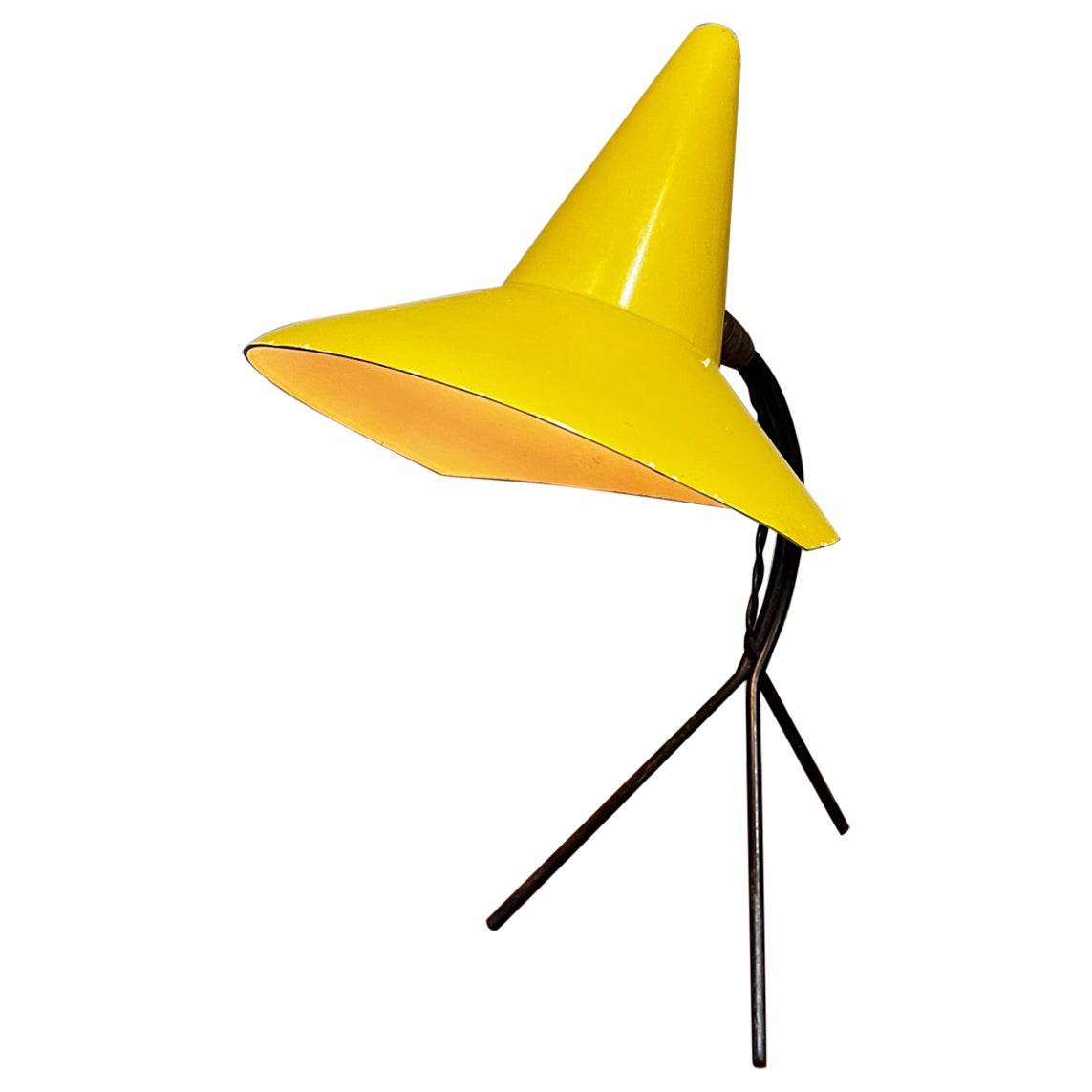 Lampe de bureau française jaune des années 1950 Style Guariche et Lacroix France