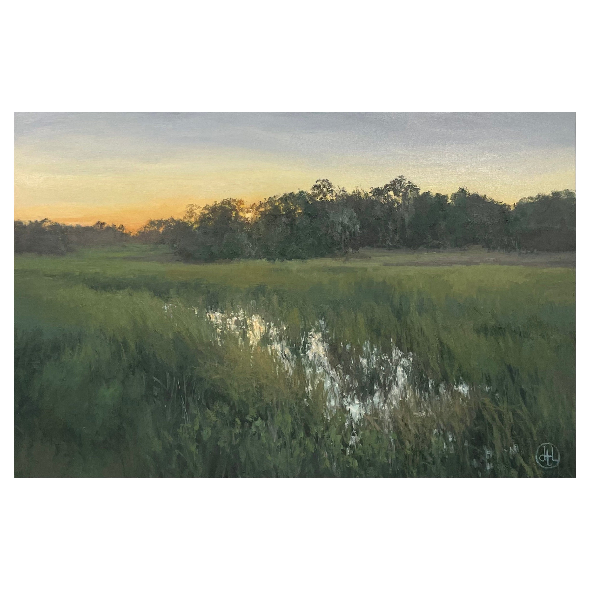 Framed Oil on Canvas "Twilight Glitter" by Dottie Leatherwood For Sale