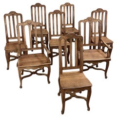 Set of 8 Vintage Country French Dining Chairs includes 2 Armchairs