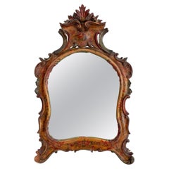 Venetian Baroque Painted Wood Wall Mirror