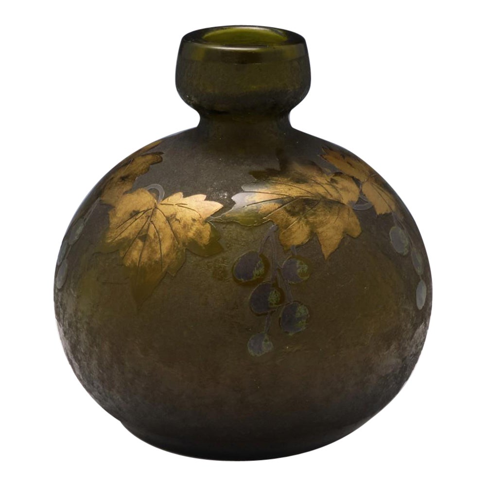 A Legras Acid Etched And Gilded Mulberry Vase, c1925
