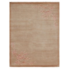 Tappeto Rug & Kilim in stile Art Deco cinese nei toni del marrone con motivi floreali