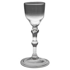 Antique Georgian Triple Knopped Balustroid Wine Glass, c1740