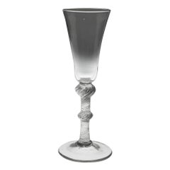 Antique Georgian Champagne Flute or Ale Glass with Air Twist Stem, c1750