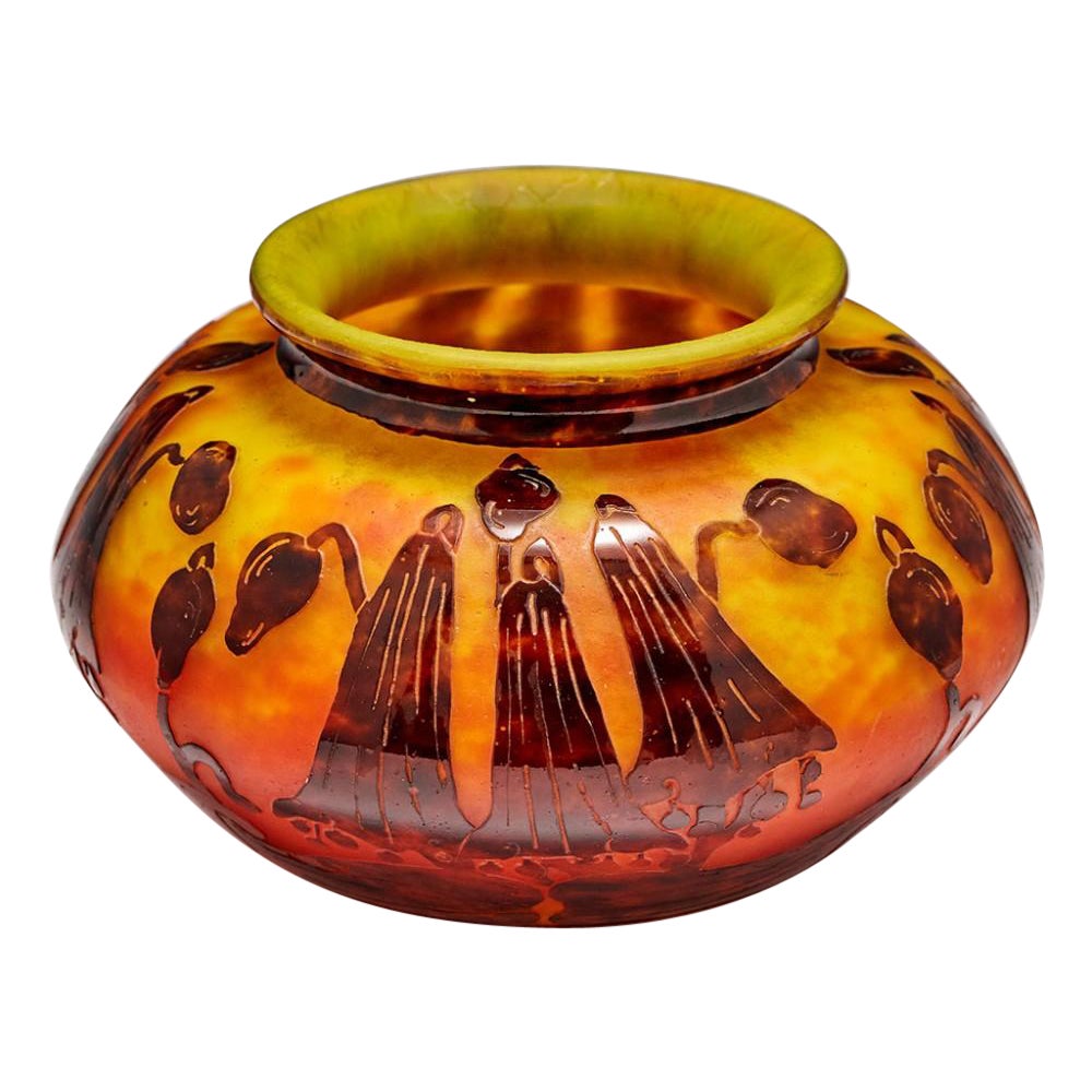 A Schneider Campanules Glass Bowl, c1924 For Sale