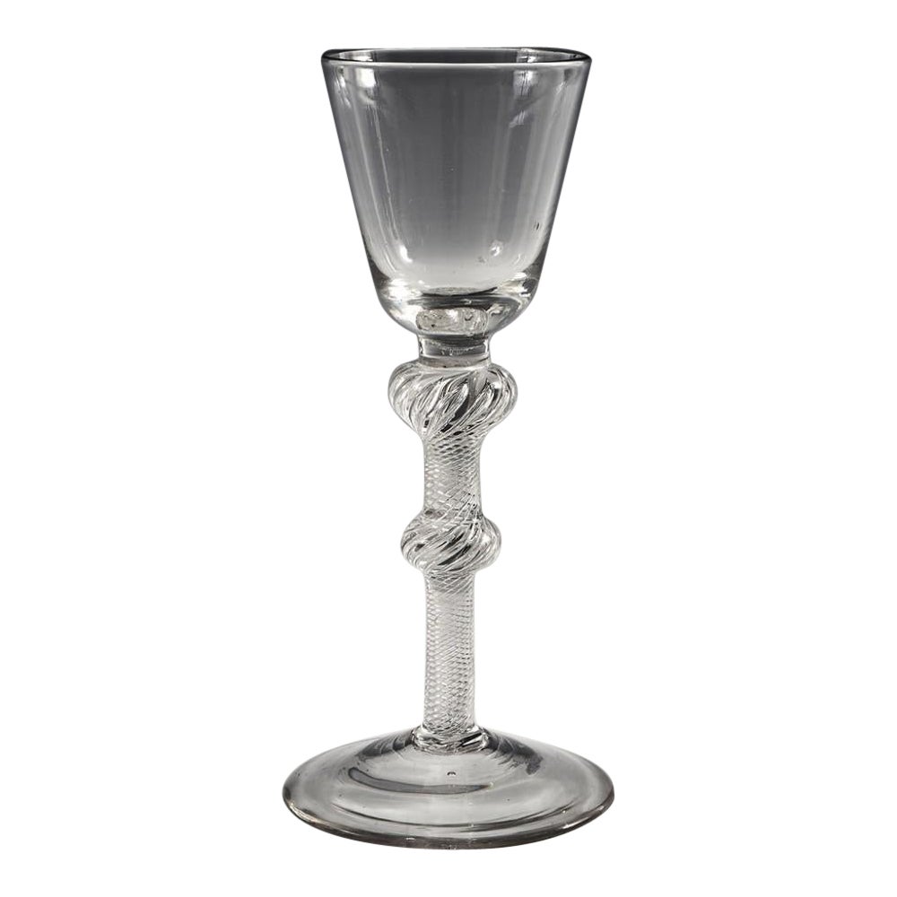Antique Double Knop Composite Stem Wine Glass, c1750 For Sale