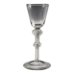 Antique Double Knop Composite Stem Wine Glass, c1750