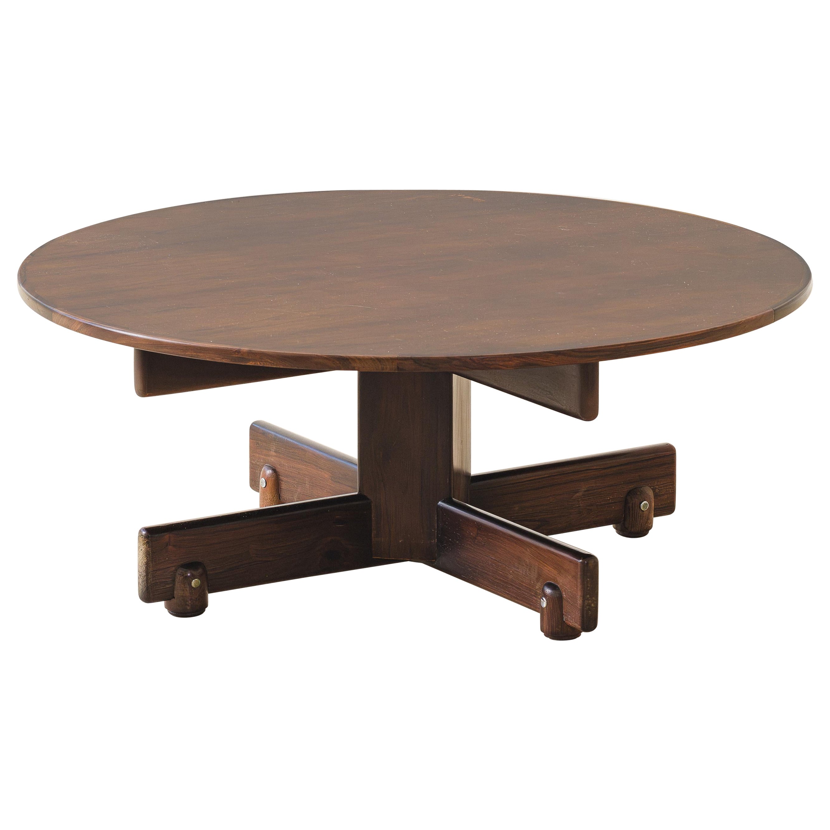 Solid Rosewood Alex Coffee Table Design by Sergio Rodrigues, Oca, Brazil, 1960.  For Sale