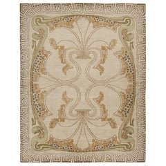 Alfombra Art Nouveau Rug & Kilim en crema con motivos florales dorados y verdes