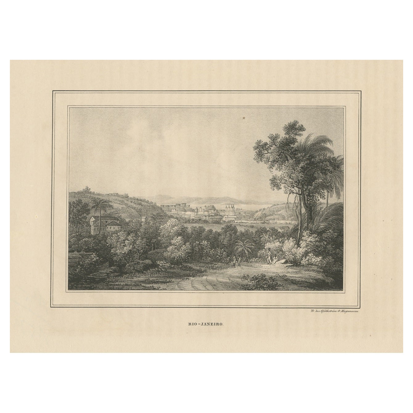 Antique Print with a View of Rio De Janeiro, Brazil For Sale