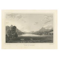 Antique Print with a View of Lake Sarnen, Switzerland