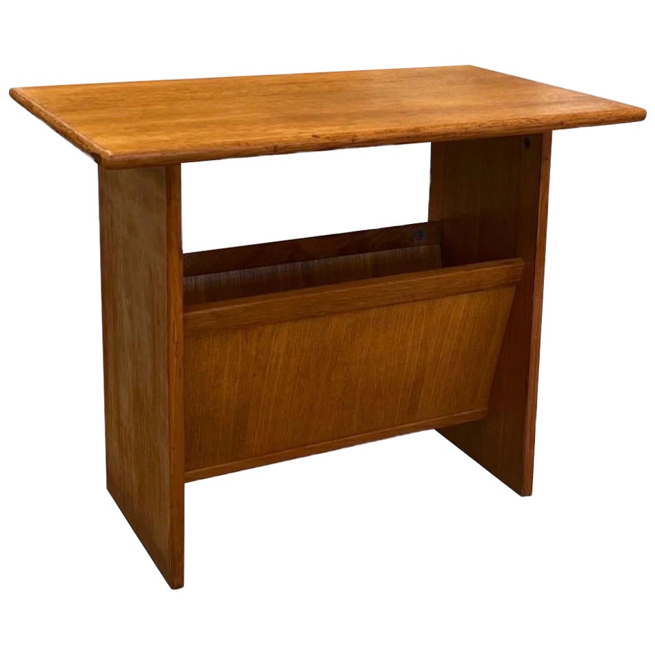 Danish Mid-Century Modern End Table with Magazine Rack For Sale