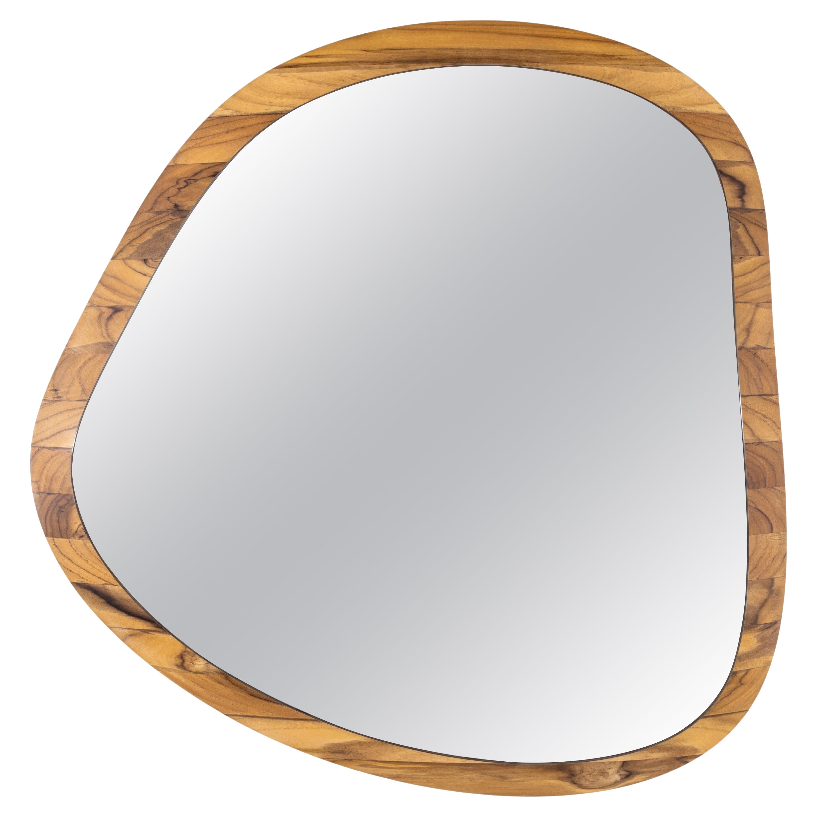 Miroir à panneaux en bois de teck finition individuelle en vente