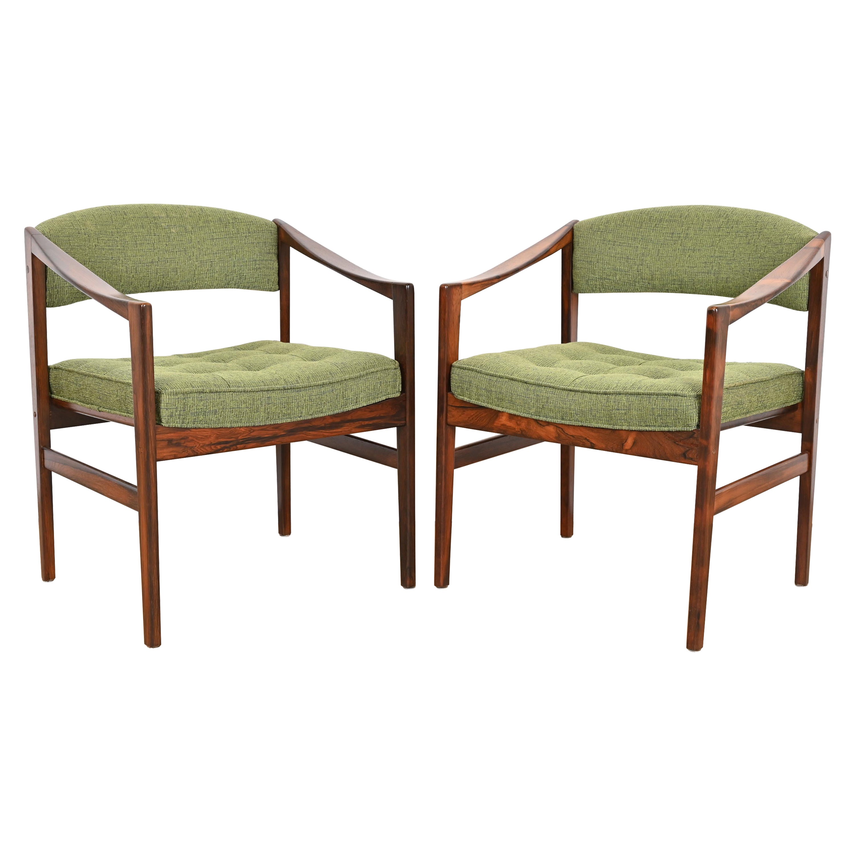 DUX Swedish Modern Rosewood Club Chairs, Newly Restored For Sale