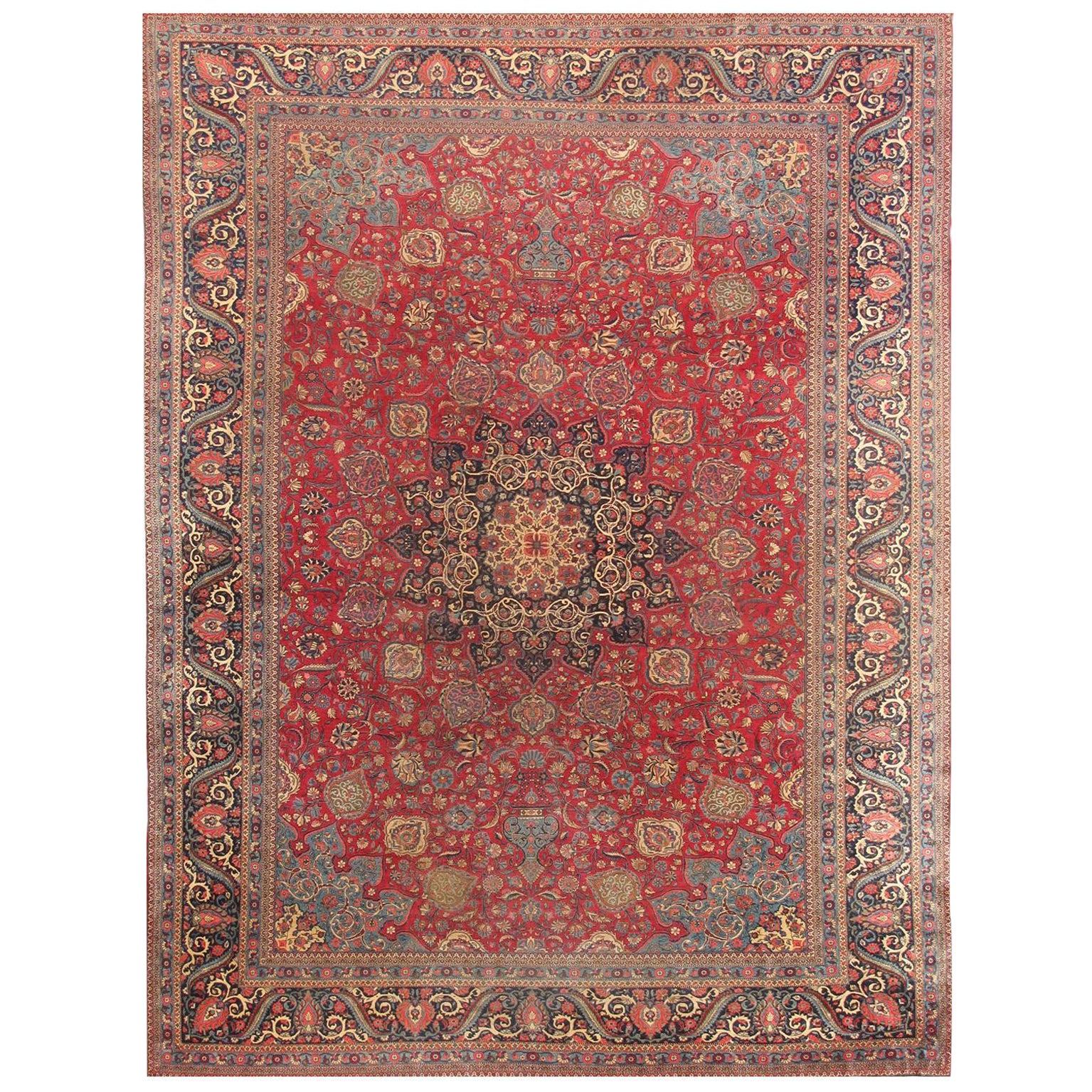 Pasargad Home Antique Persian Dabir Kashan rug 10 ft 5 in x 13 ft 6 in  For Sale