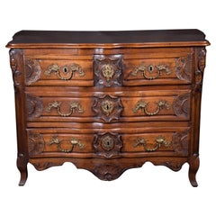 Antique Early 18th Century Regence Period Lyonnaise Walnut Commode / Chest of Drawers