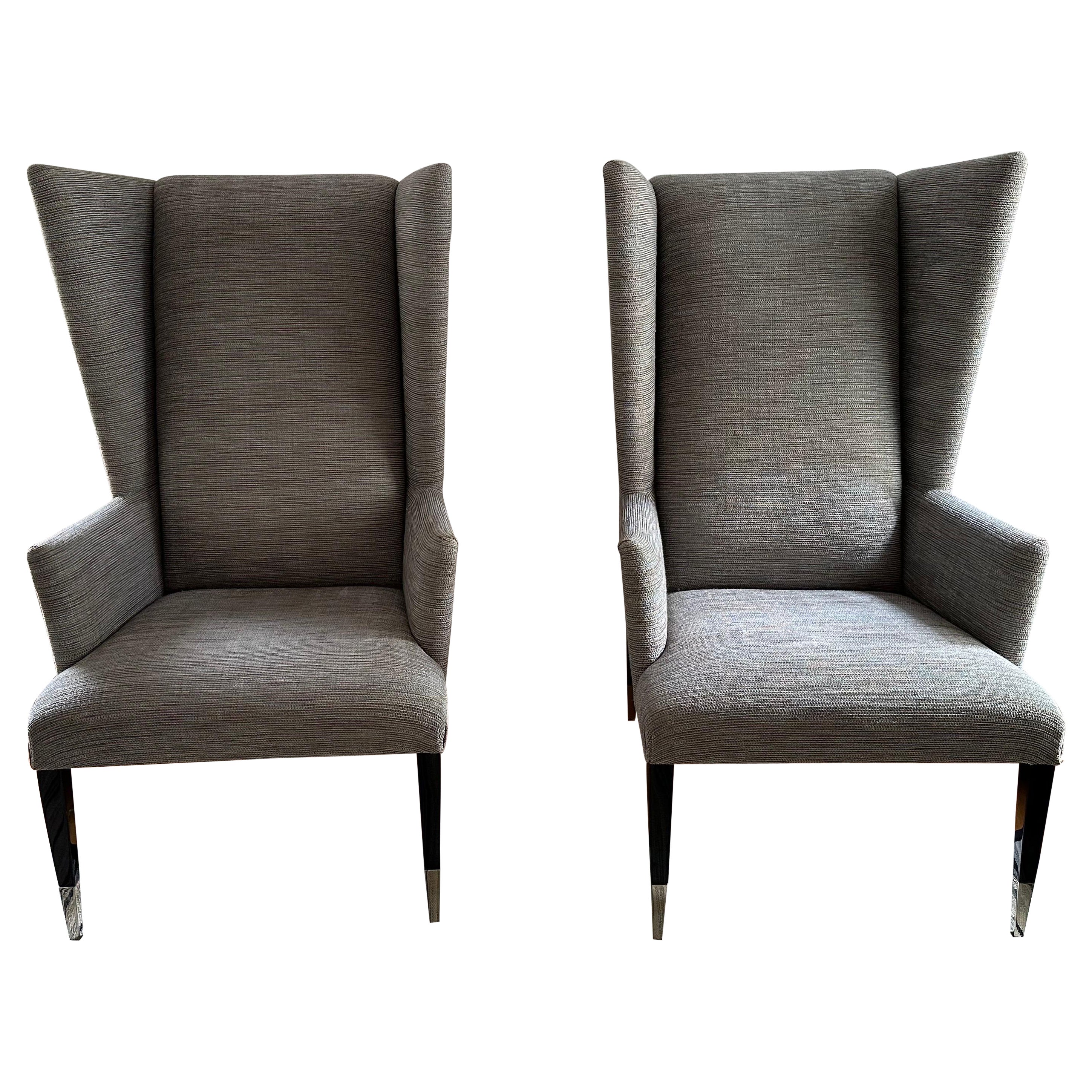 Large Pair of Contemporary Wingback Chairs by J. Robert Scott For Sale