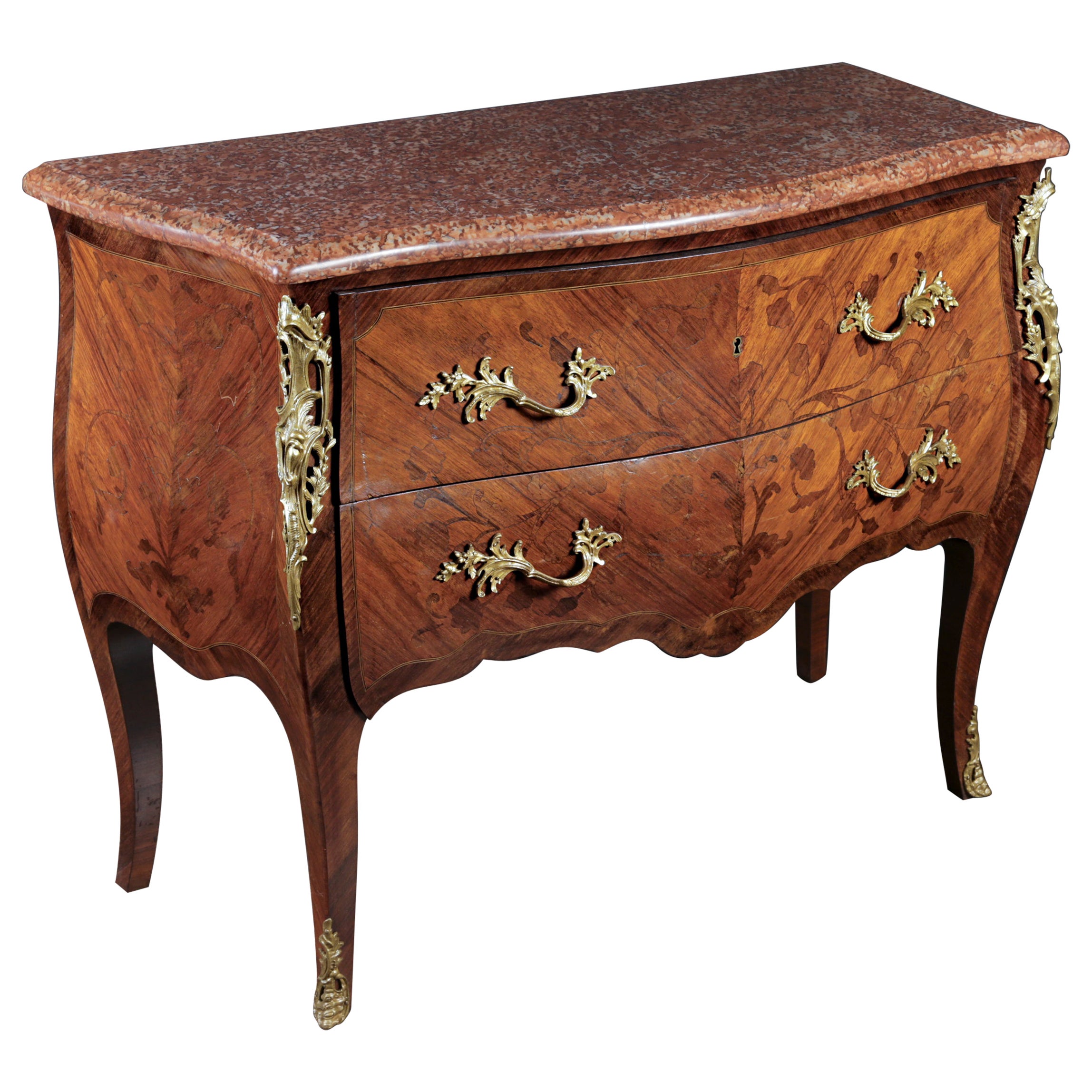 Louis XV Marquetry Bombe Commode / Chest of Drawers, French, 19th Century