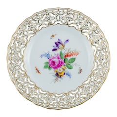 Meissen, Germany, Openwork Plate with Flowers and Butterflies, Early 20th C
