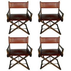 Set of Four Leather Armchairs by McGuire