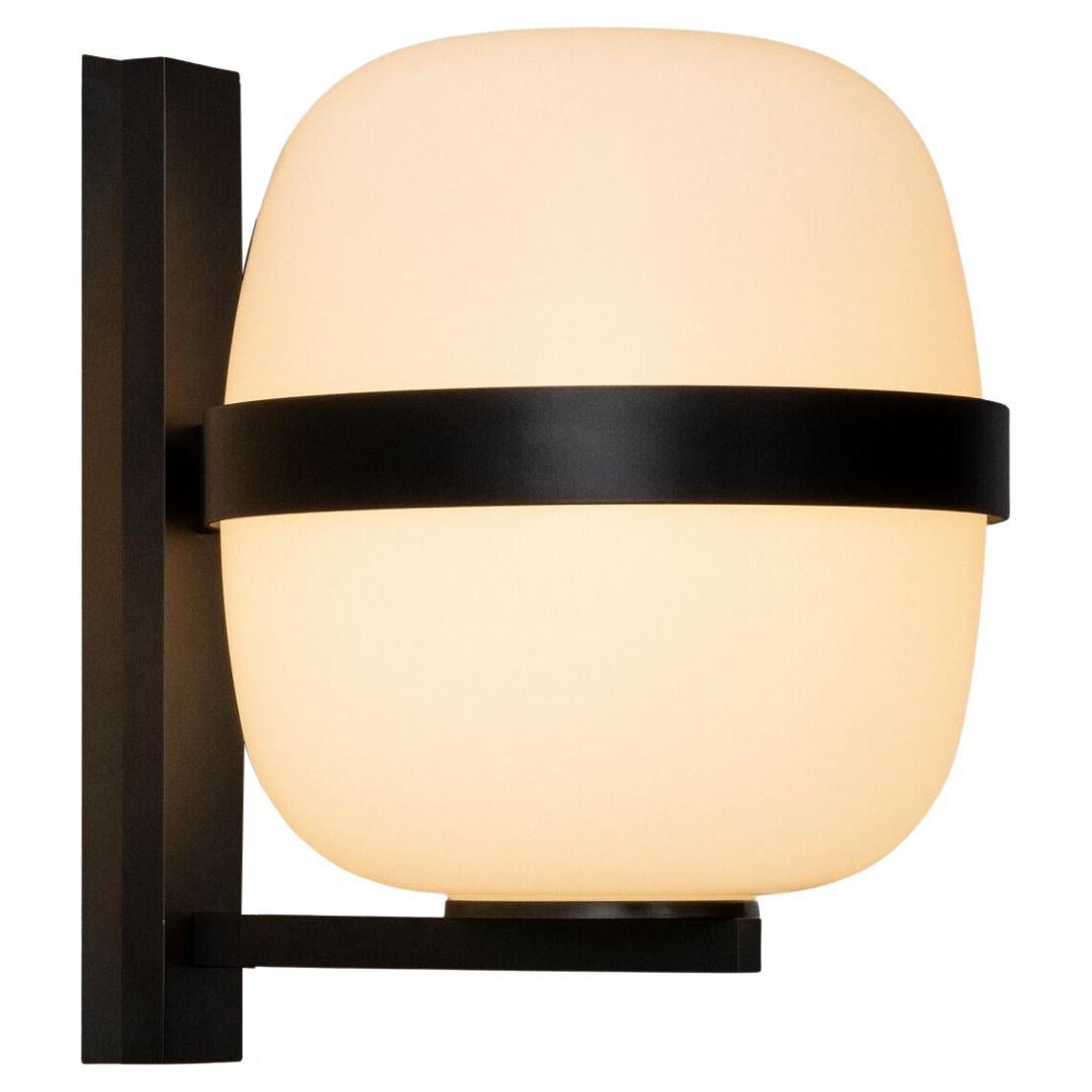 Miguel Milá 'Wally Cesta' Wall Lamp in Opal and Black for Santa & Cole For Sale