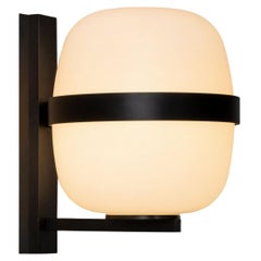 Miguel Milá 'Wally Cesta' Wall Lamp in Opal and Black for Santa & Cole