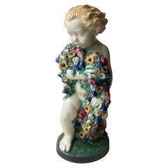 Michael Powolny Ceramic Pottery Sculpture, Large Putto "Spring" Winer Keramik