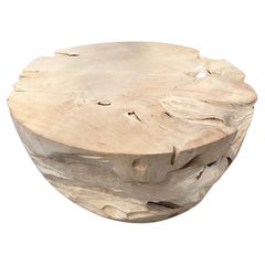 Andrianna Shamaris Bleached Teak Wood Round Coffee Table