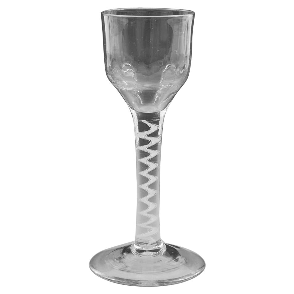 Rare Georgian Single Series Opaque Twist Wine Glass, c1760 For Sale