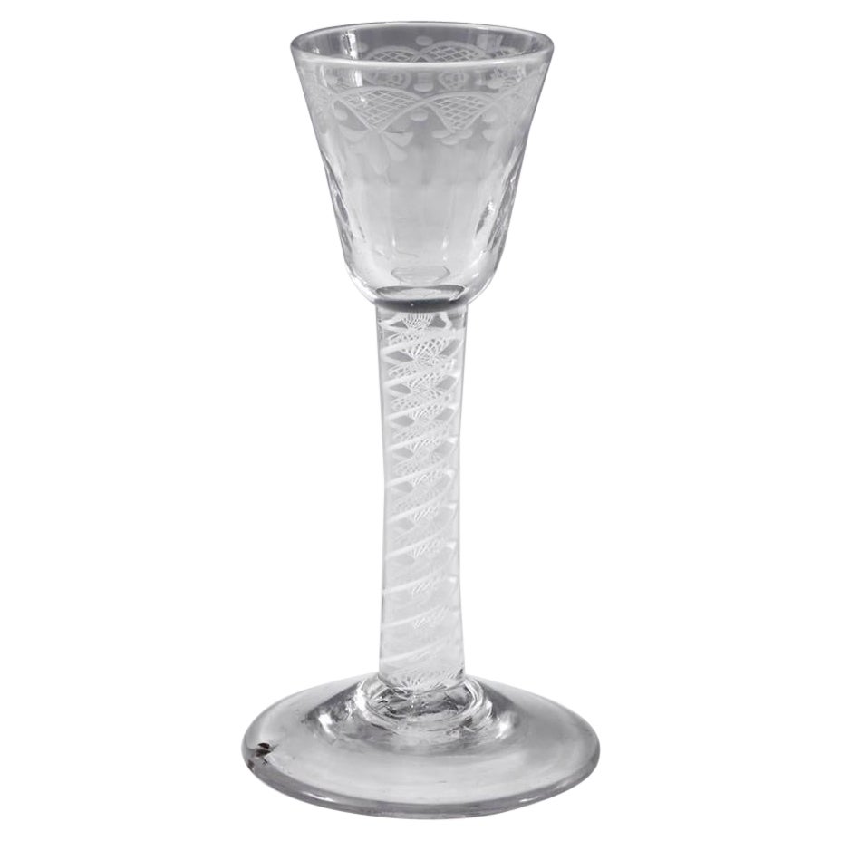 Opaque Twist Georgian Cordial Glass, c1760 For Sale