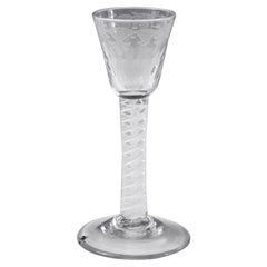 Antique Opaque Twist Georgian Cordial Glass, c1760
