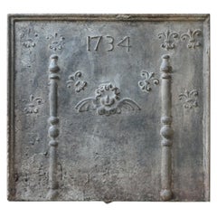 18th Century French Louis XV Fireback with Pillars and Fleurs De Lys