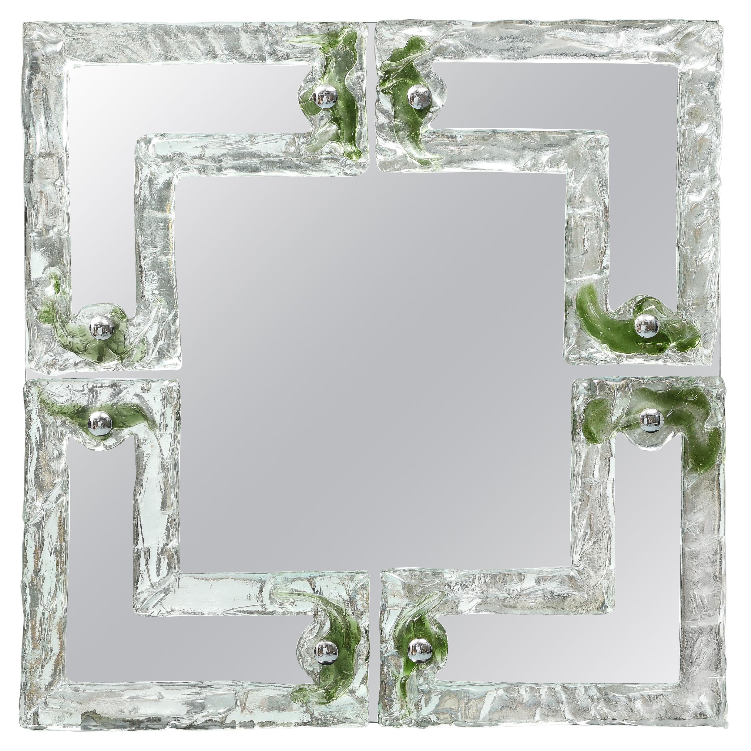 Unique Frosted And Sculptural Mirror For Sale