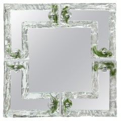 Vintage Unique Frosted And Sculptural Mirror